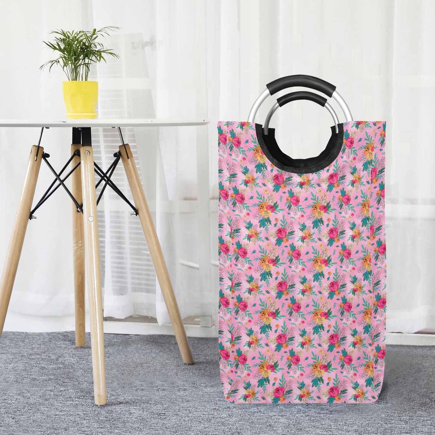 Australian Floral Pink  Square Laundry Basket