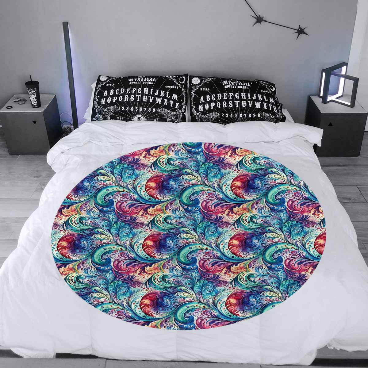 Rainbow Paisley  Circular Micro Fleece Blanket 47"