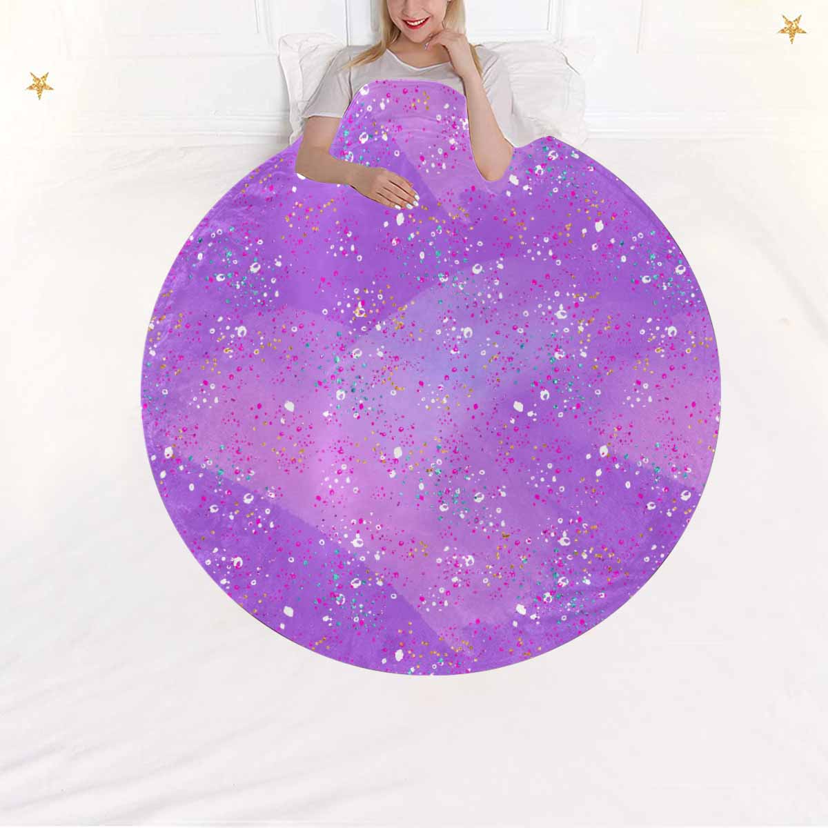 Purple Splash  Circular Micro Fleece Blanket 60"