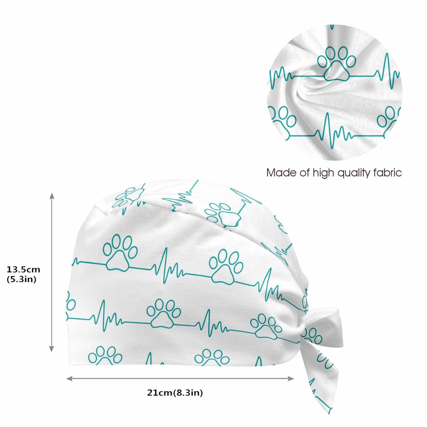 Nurse Scrub Cap Green Paw Heart Beat  Scrub Cap