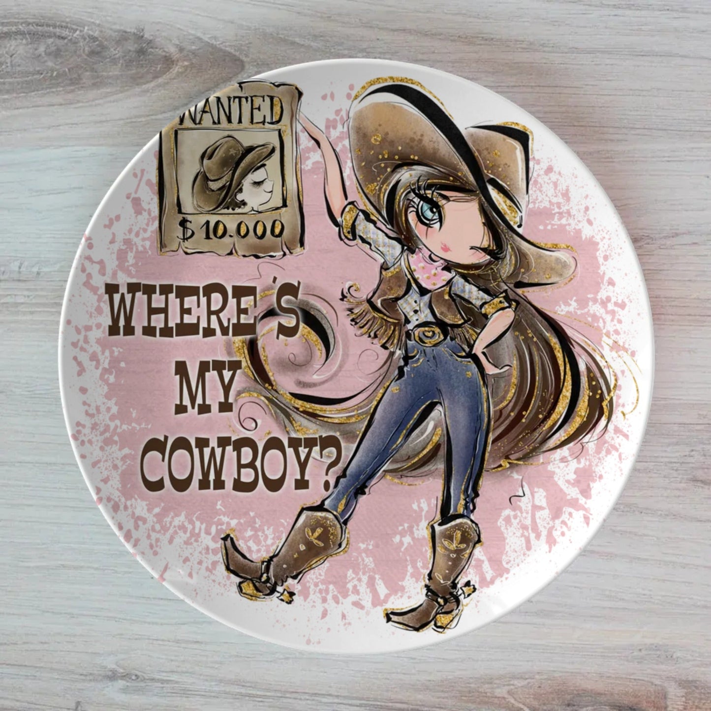 Where's My Cowboy Personalised Dinner Plate