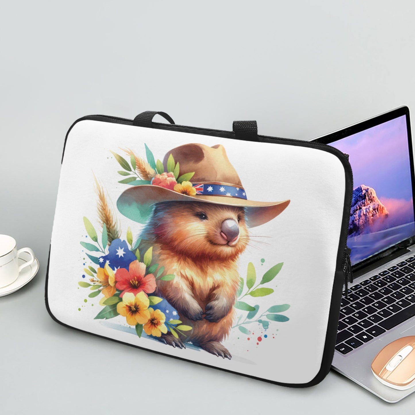 Laptop Sleeve with Handles - Australian Animals - Wombat