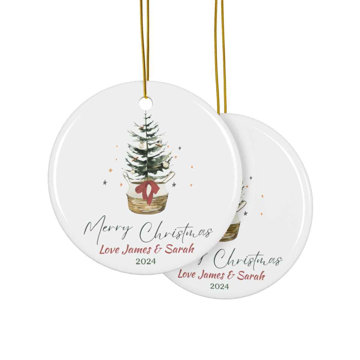 Merry Christmas Tree Ornament, Personalized Holiday Decor, Ceramic Keepsake Gift, Custom Christmas Ornament, Tree Decoration