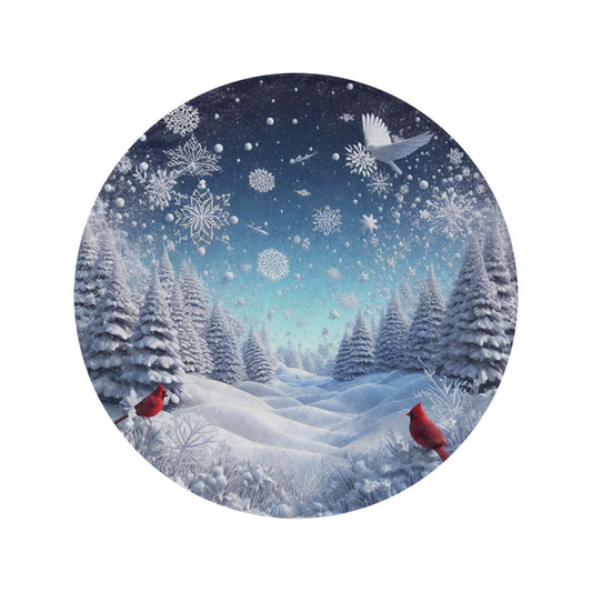 Christmas Cardinals Circular Micro Fleece Blanket