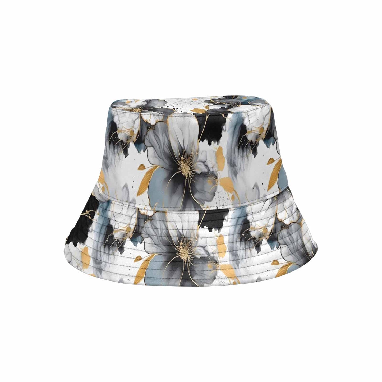 Black White and Gold  Unisex Summer Single-Layer Bucket Hat