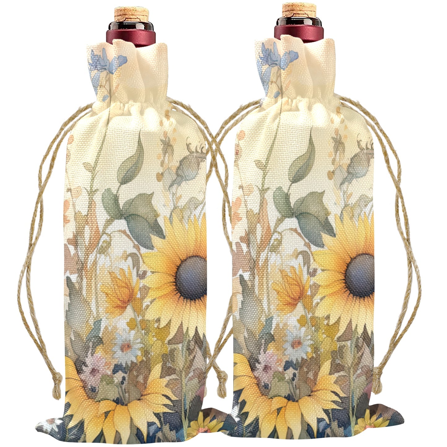 Sunflowers awd343 Linen Wine Bottle Bag