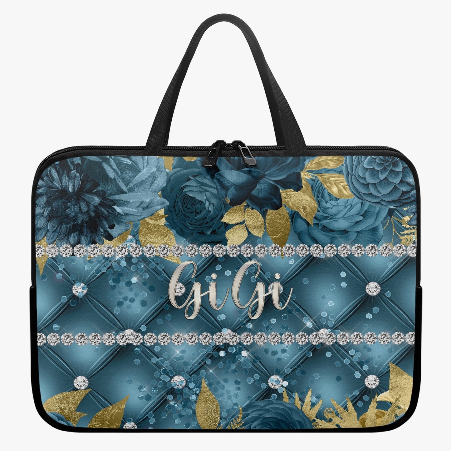 Laptop Sleeve with handles - Teal Floral - GiGi