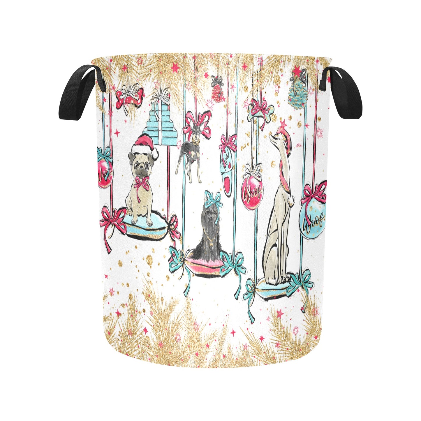 Laundry Basket Dog Christmas Laundry Bag (Large)