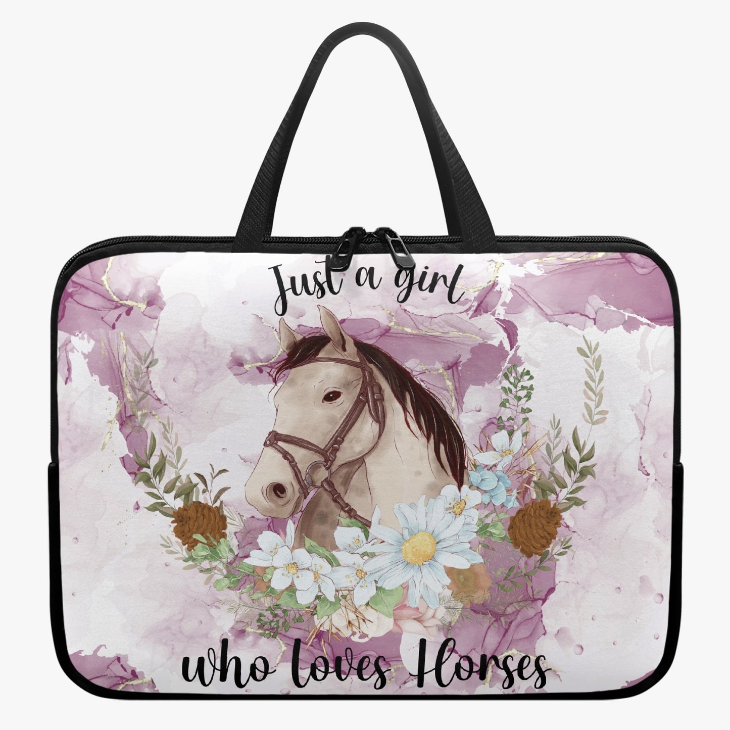 Laptop Sleeve with Handles - Just a Girl Who Loves Horses