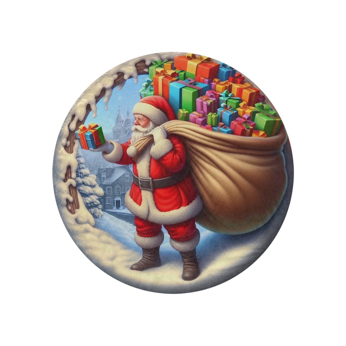 Santa Circular Micro Fleece Blanket