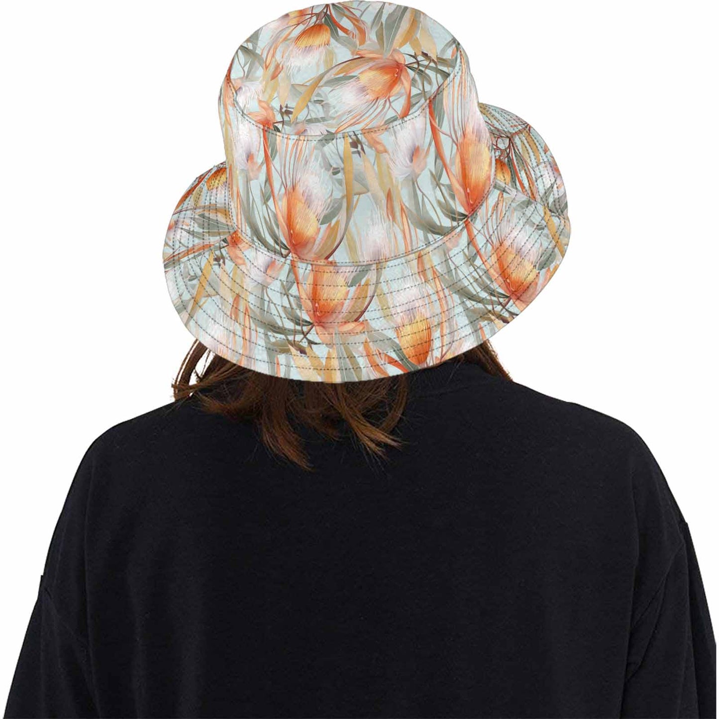 Australian Floral Green  Unisex Summer Single-Layer Bucket Hat