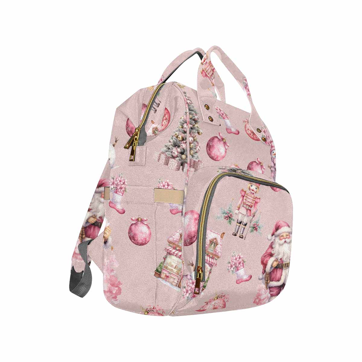 Pink Christmas Diaper Bag Backpack