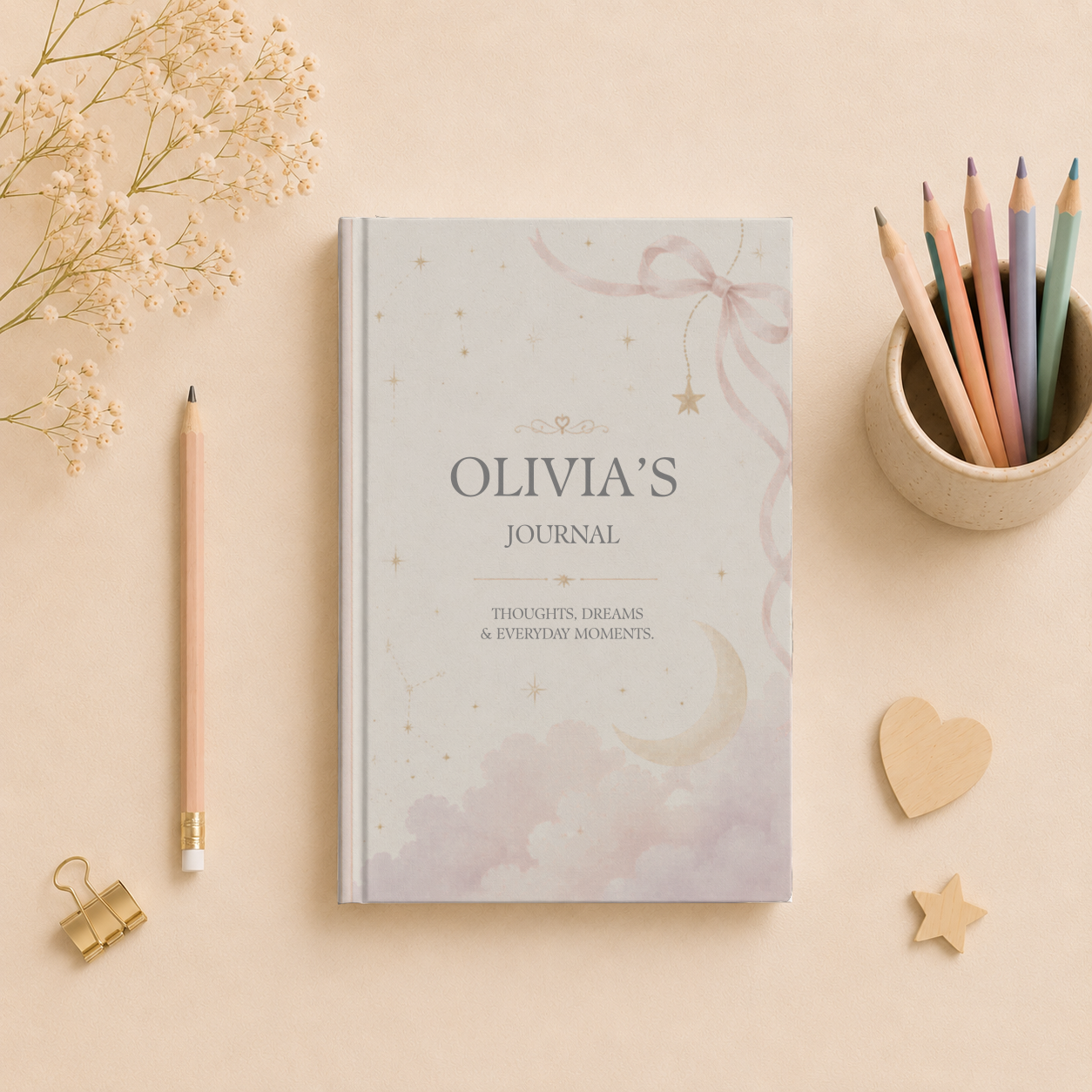 Personalized Hardcover Journal, Customizable Diary, Thoughtful Gift, Dream Notebook, Matte Finish, Creative Writing, Artistic Design