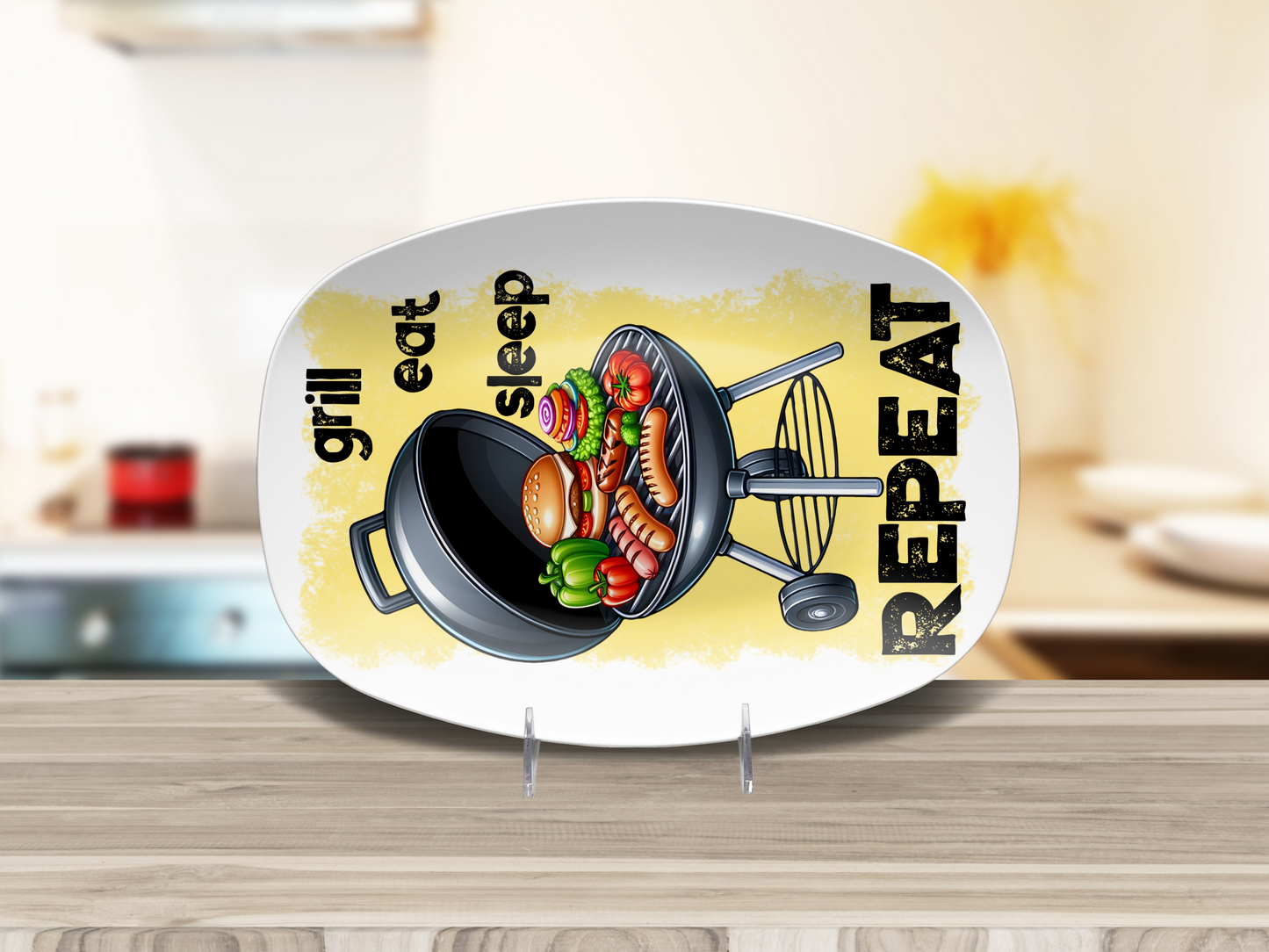 Grill Eat Sleep Repeat 10"x14" Platter