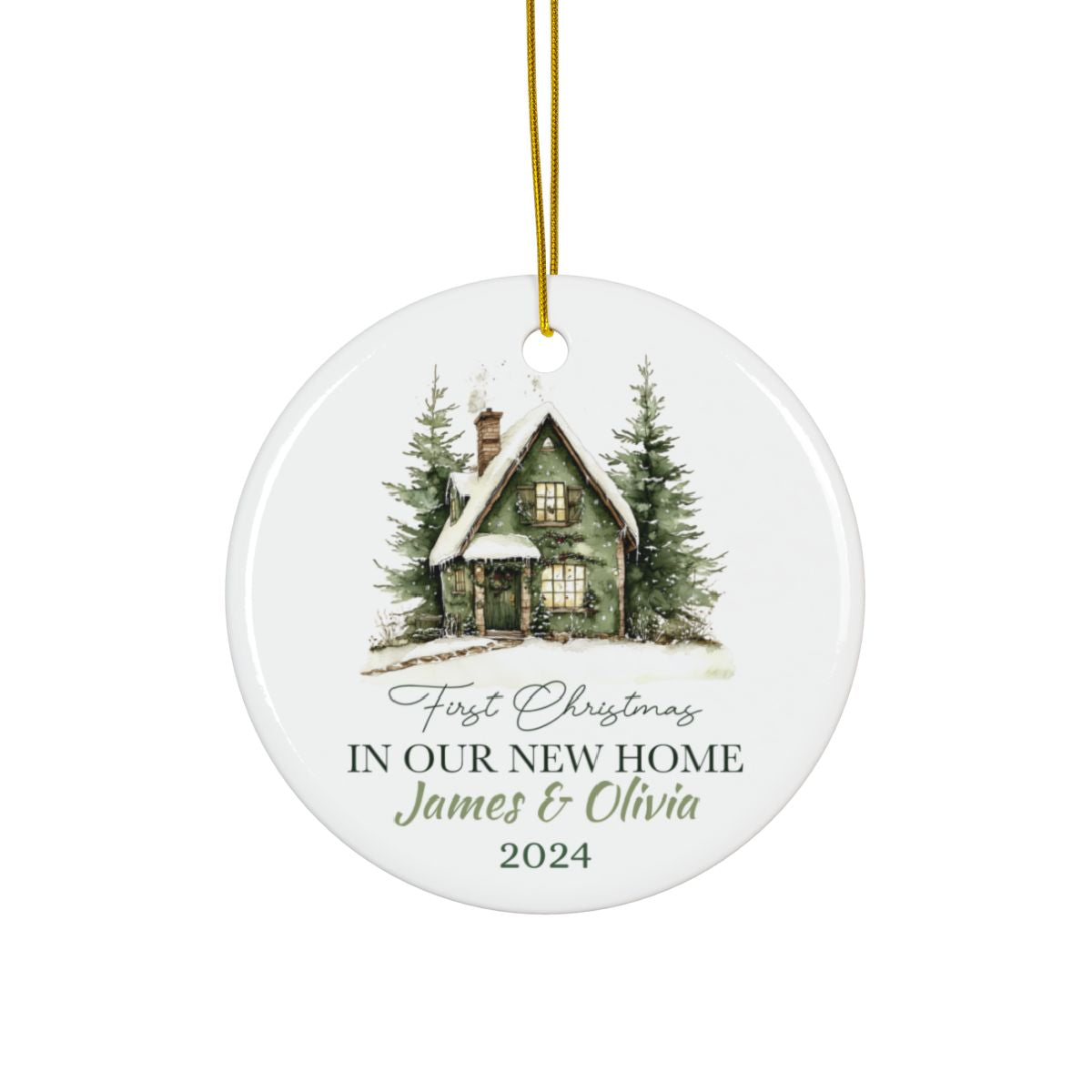 Personalized First Christmas Ornament, New Home Ceramics Holiday Keepsake, Custom Family Tree Décor, Gift for New Homeowners