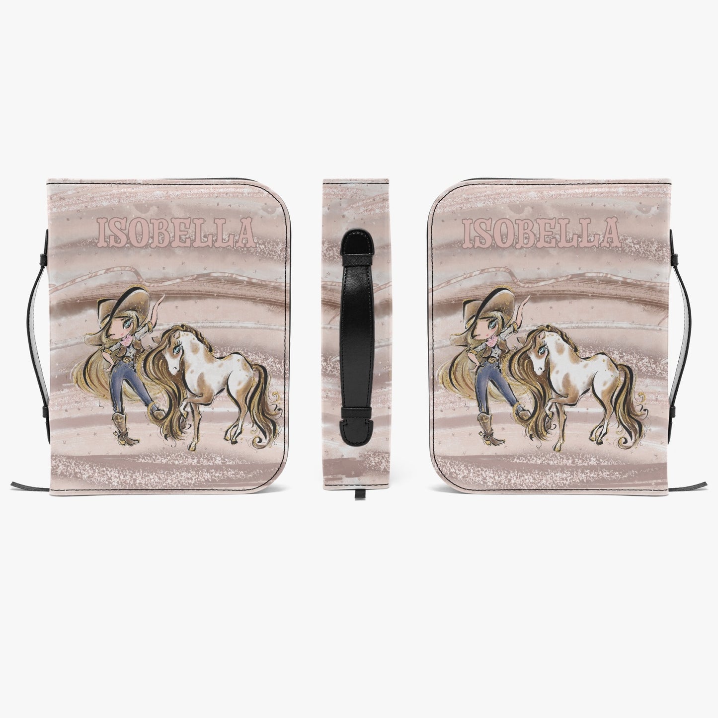 Book Cover, Bible Cover, Howdy, Cowgirl and Horse, Blonde Hair, Blue Eyes