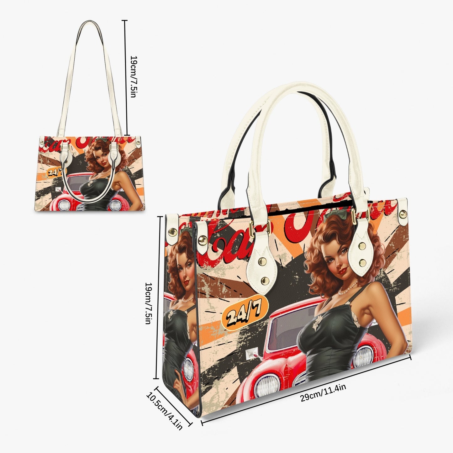 Women's Tote Bag - Long Strap - Retro - Car Service