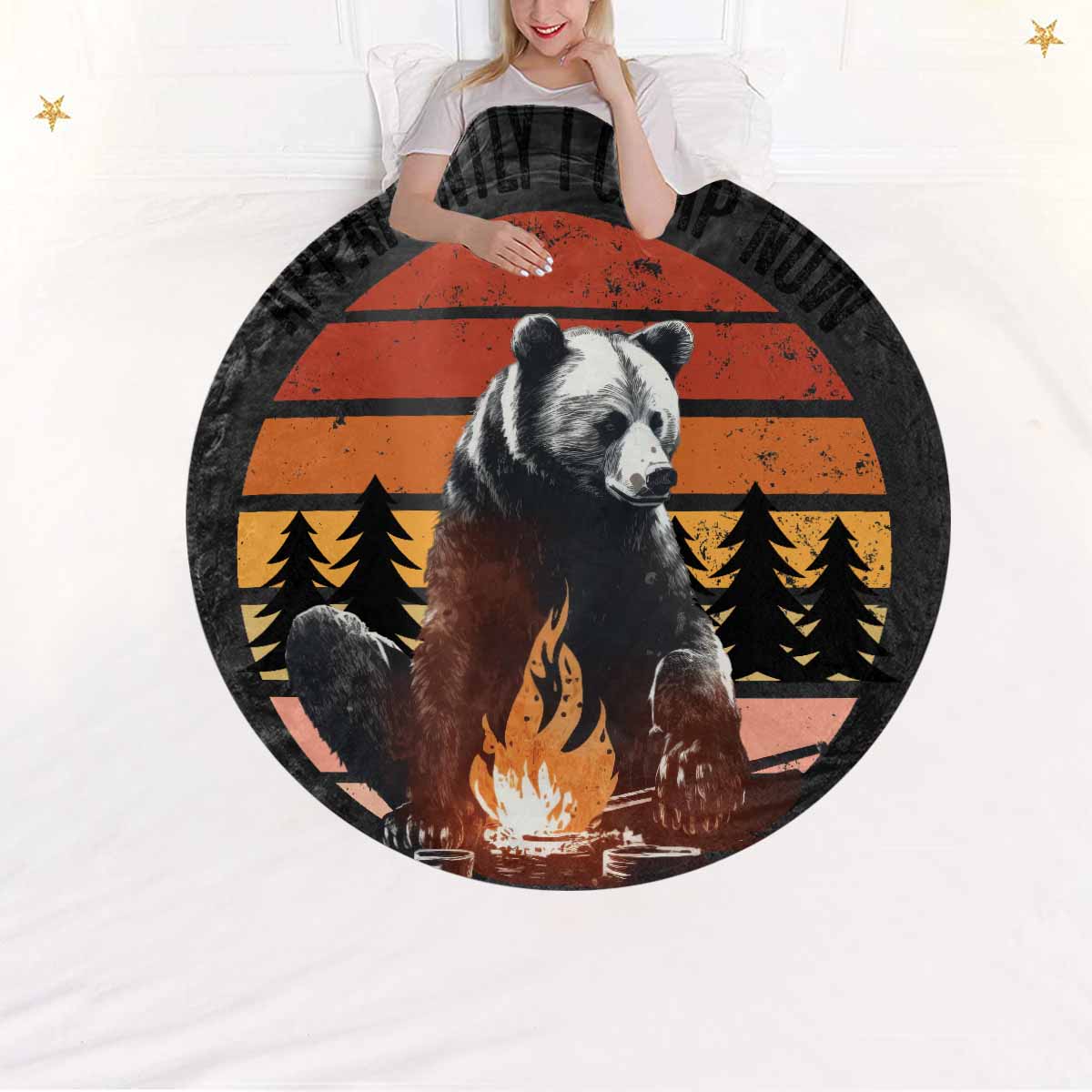 Camping_Awd35156  Circular Micro Fleece Blanket 47"