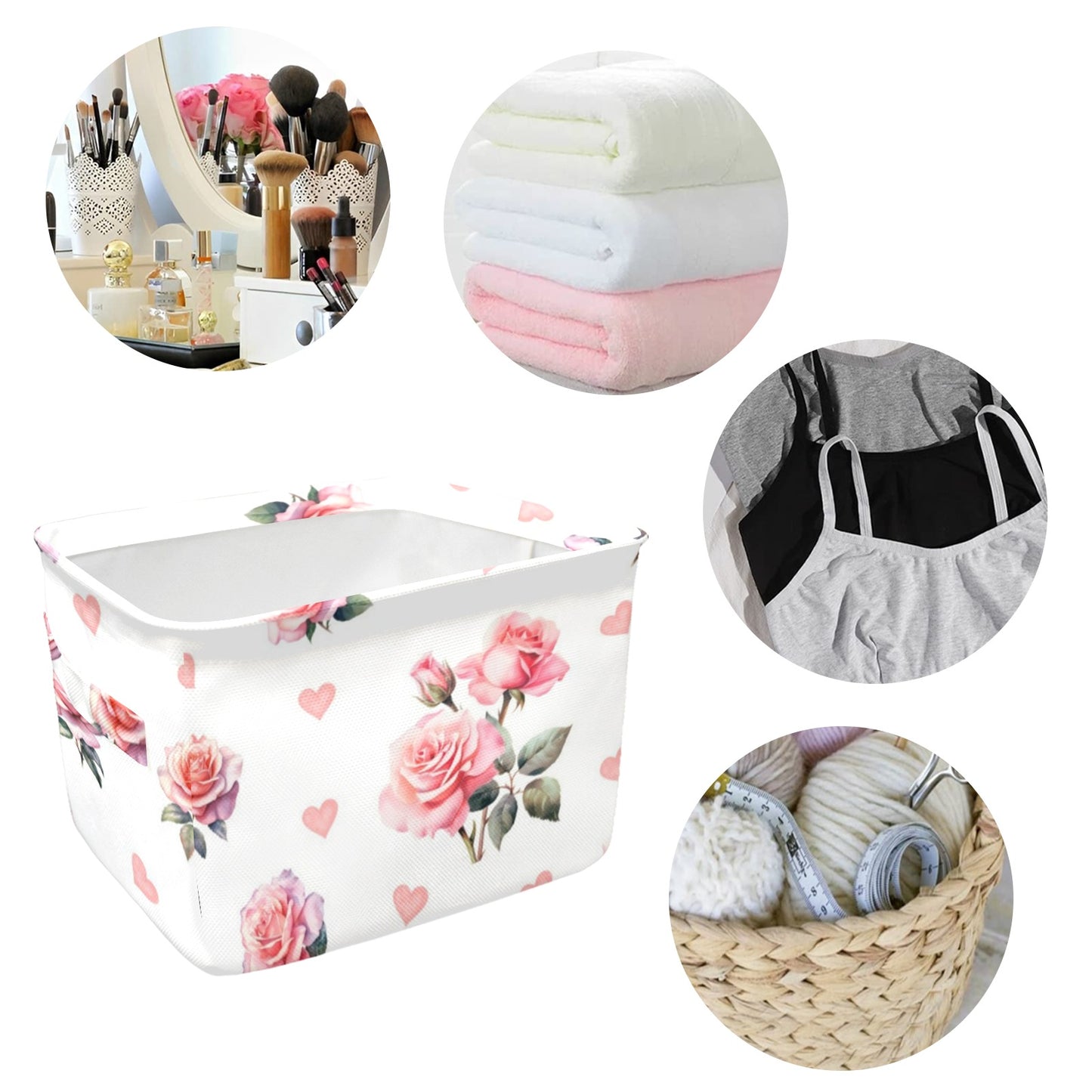 roses Fabric Storage Basket