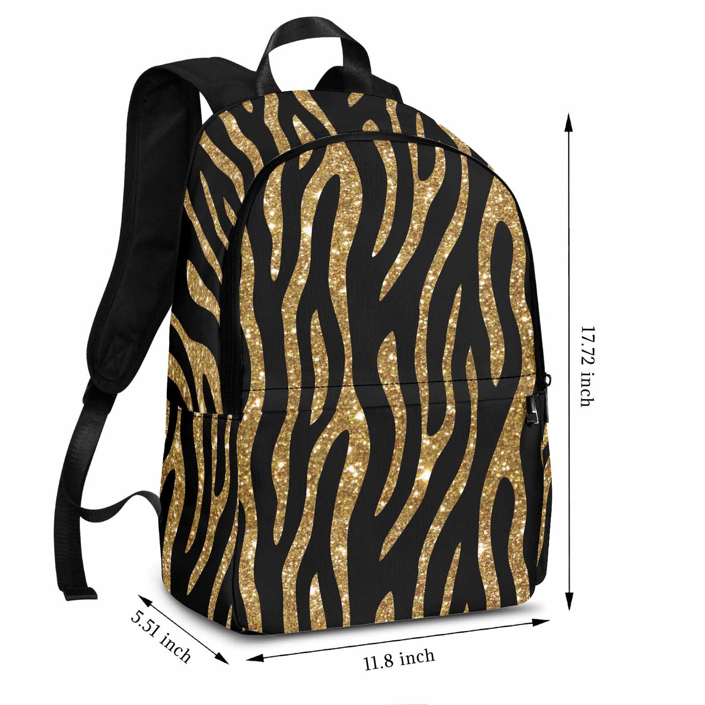 Black and Gold Glitter Leopard Print Adult Casual Backpack