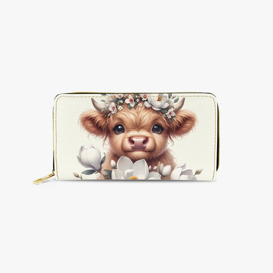 Long Type Zipper Purse - Highland Cow