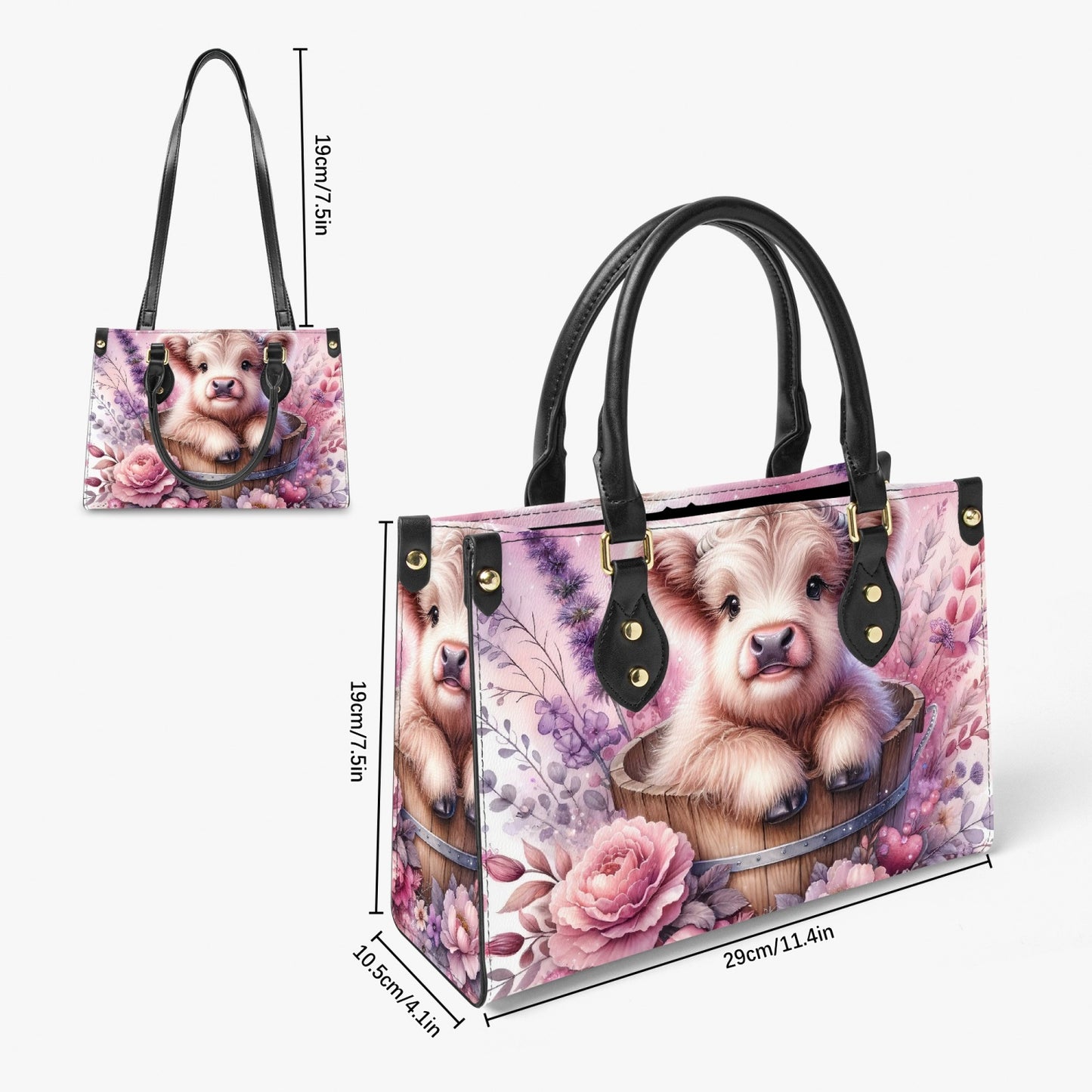 Women's Tote Bag - Long Strap - Highland Cow