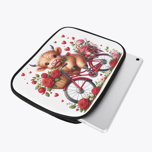 Tablet Sleeve - Highland Cow on Bike, awd-612