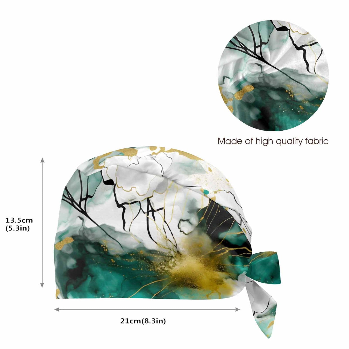 Nurse Scrub Cap Alcohol Ink Green and Gold Floral  Scrub Cap