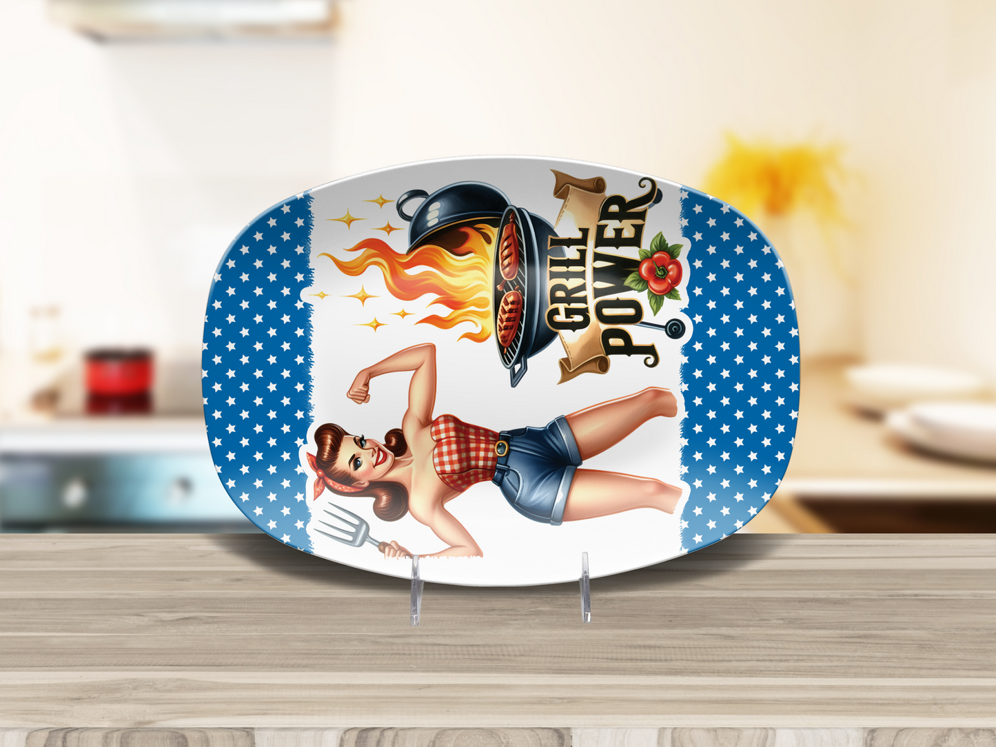 BBQ platter Girl Power, 10"x14" Platter