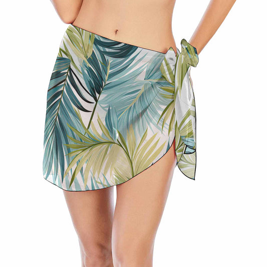 Palm Leaves Blue Green  Women's Beach Sarong Wrap