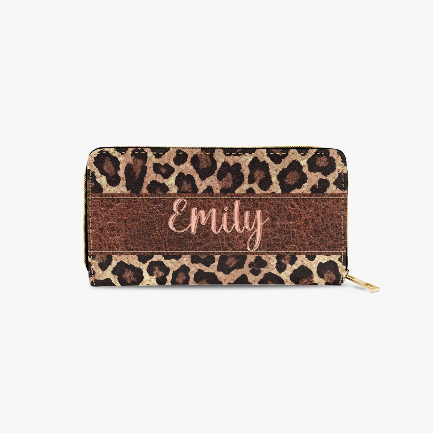 Long Type Zipper Purse - Leopard Print - Personalised