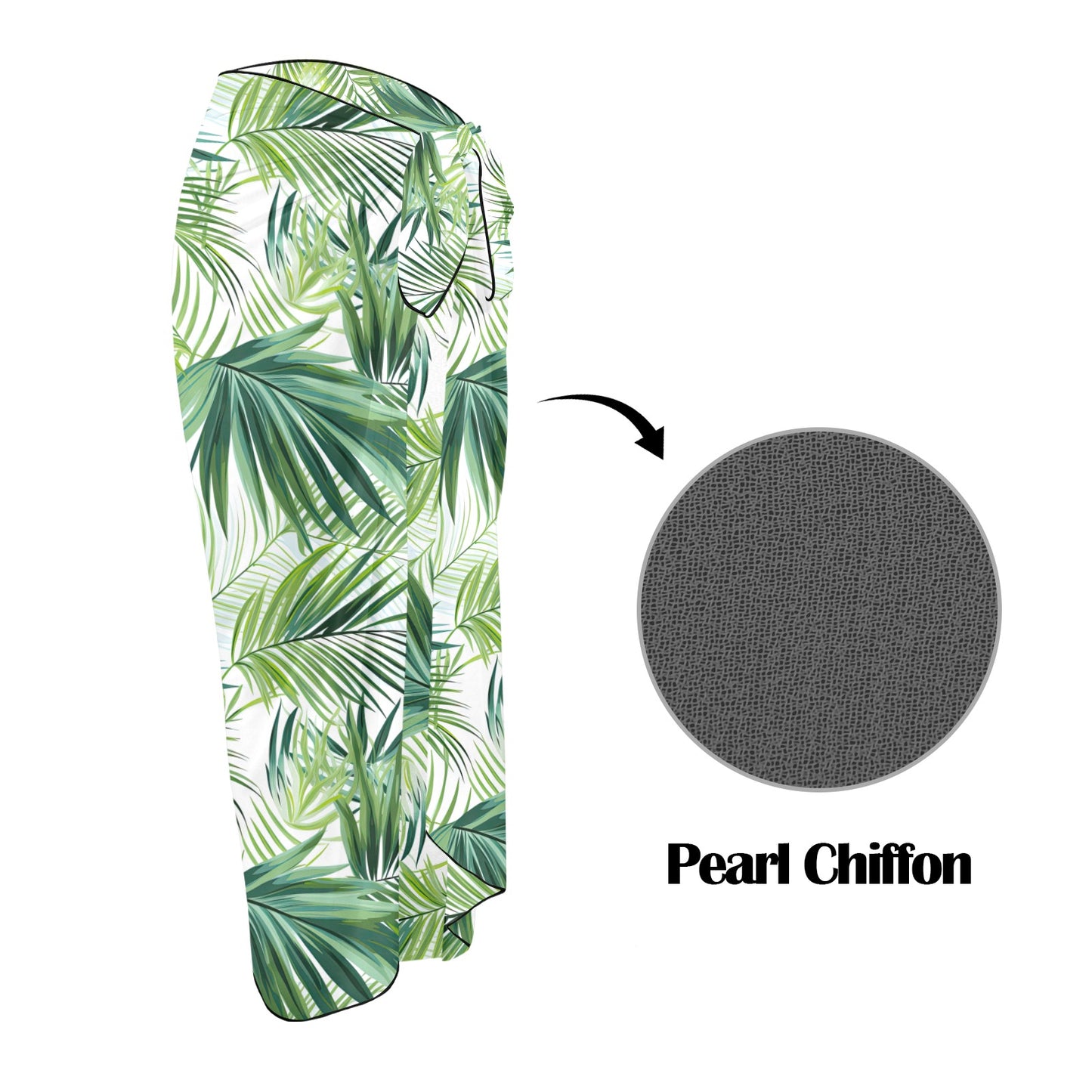 Green Palm Leaves Long Beach Sarong Wrap