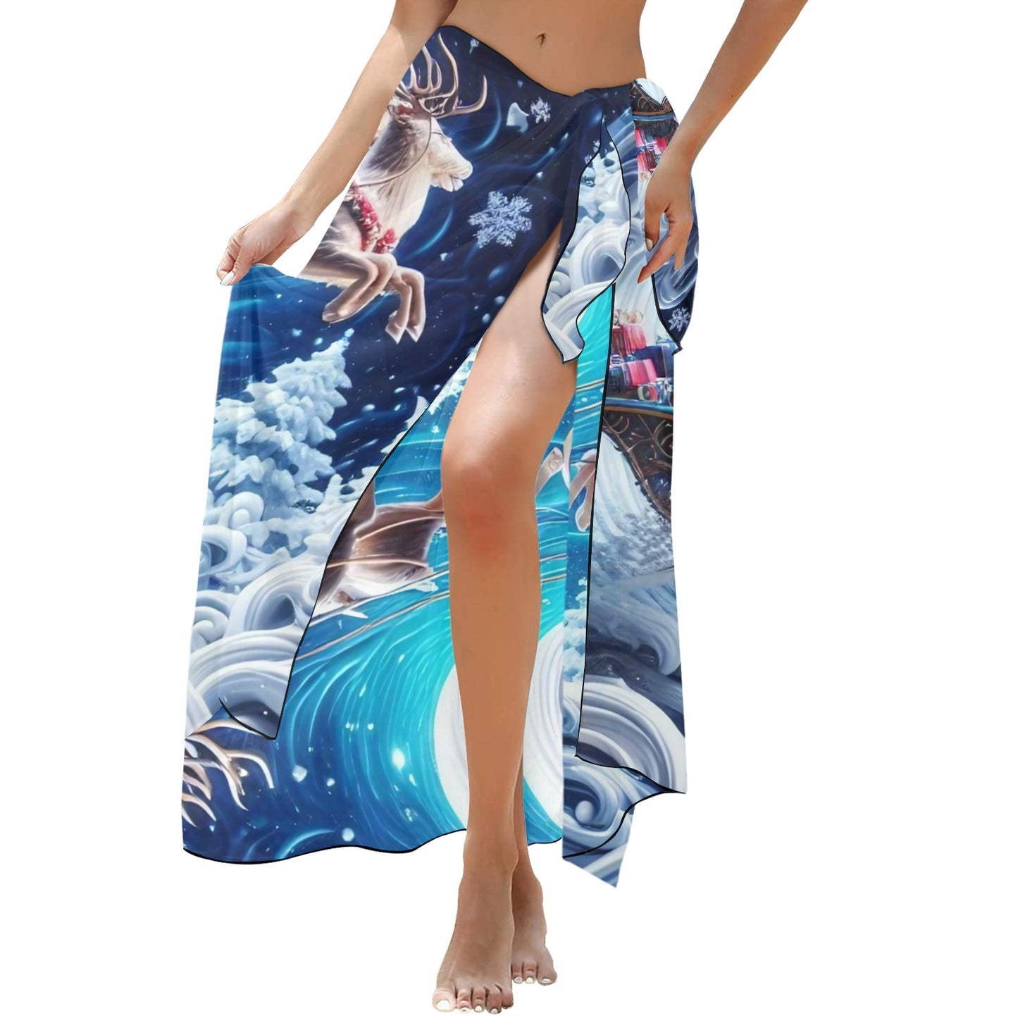 Santa Christmas10 Long Beach Sarong Wrap