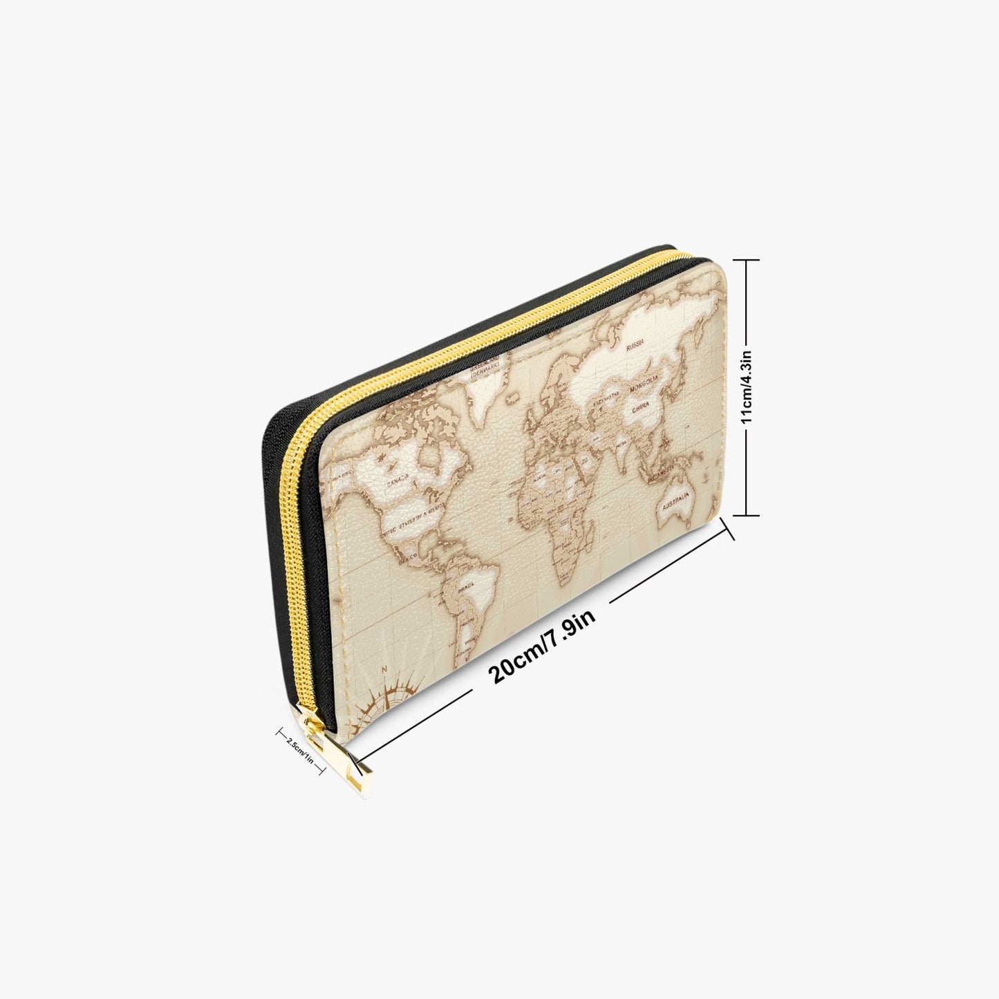 Long Type Zipper Purse, World Map, awd-1355