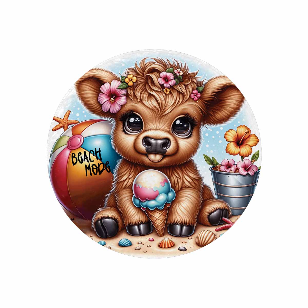 Highland Cow Awd35118  Circular Micro Fleece Blanket 60"
