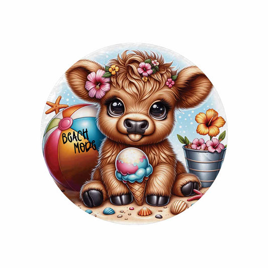 Highland Cow Awd35118  Circular Micro Fleece Blanket 60"