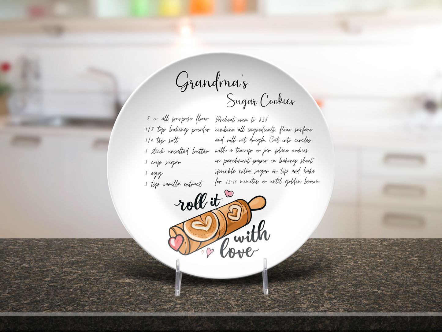 Personalised Handwritten Family Recipe Heirloom Roll it with Love Plate/Platter