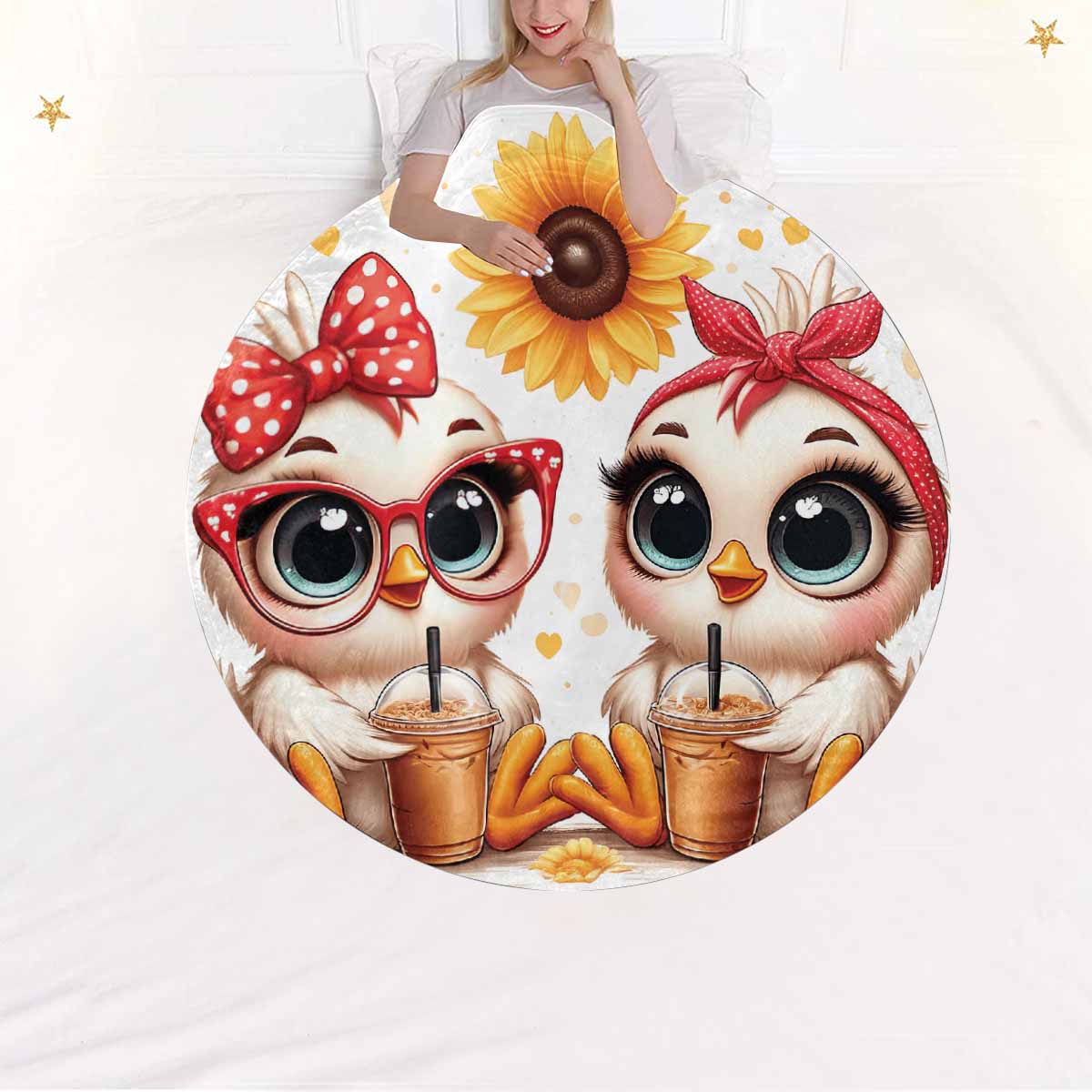 Chickens_Awd35173  Circular Micro Fleece Blanket 60"