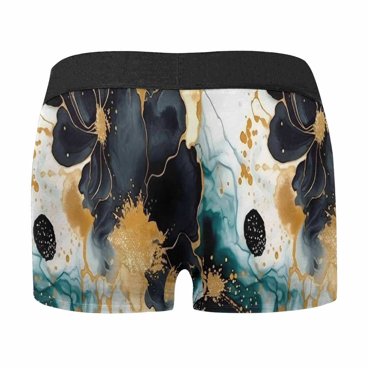 Black Gold & Green Ink Floral AUS Men's Boxer Briefs (Made In AUS)