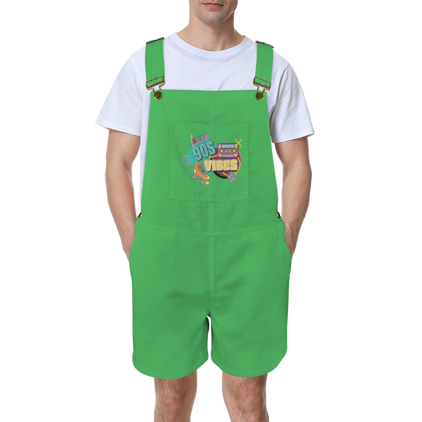 90's Vibes Chateau Green Unisex Shorts Suspender Jumpsuit