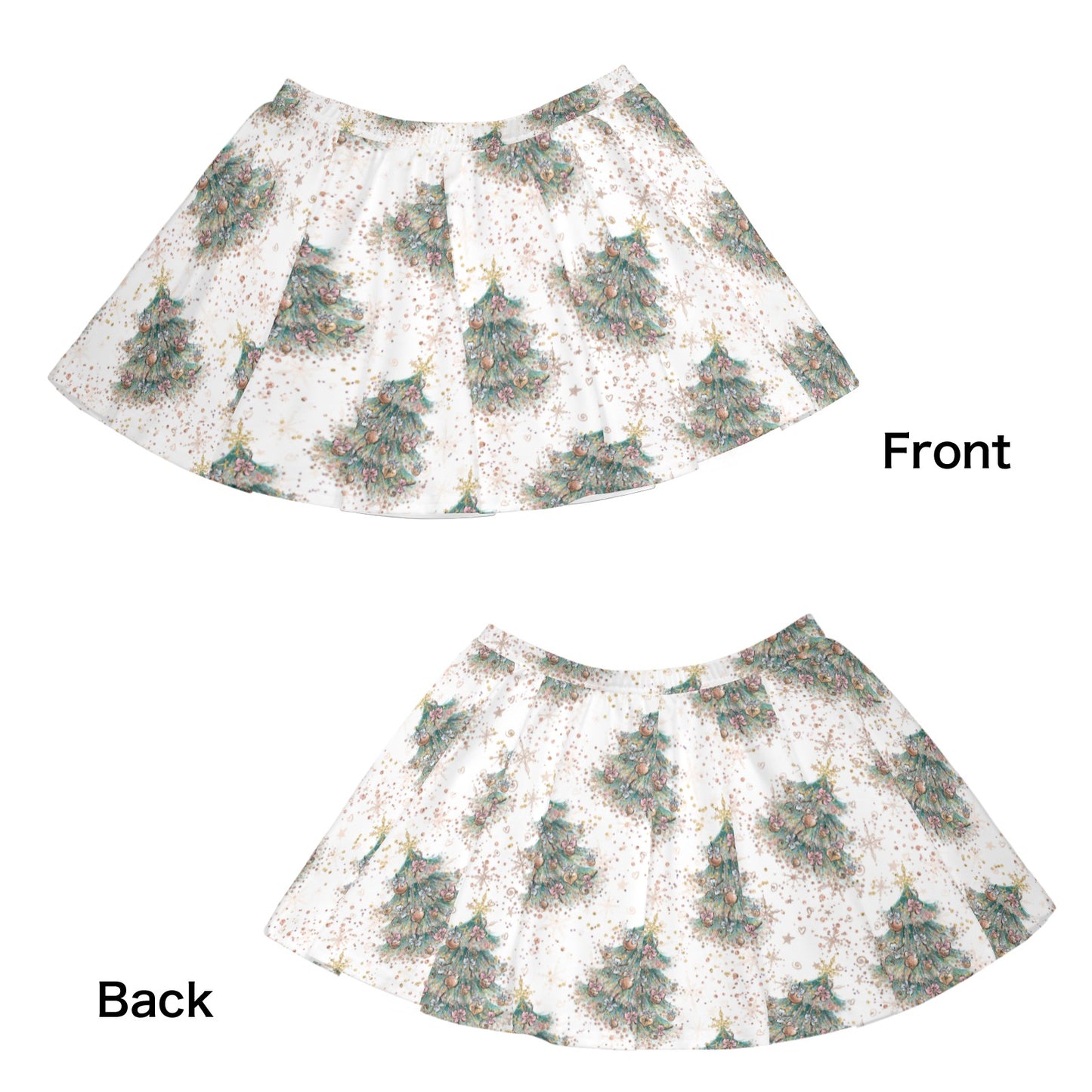 Skater Skirt white Christmas Skater Skirt (Model D69)