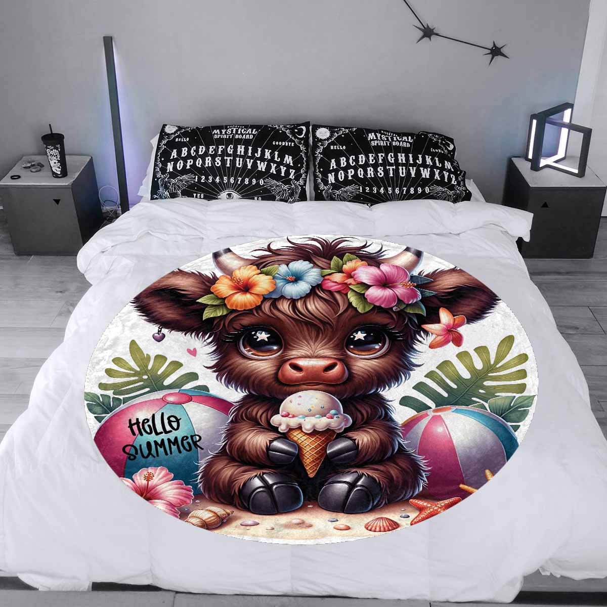 Highland Cow Awd35111  Circular Micro Fleece Blanket 60"