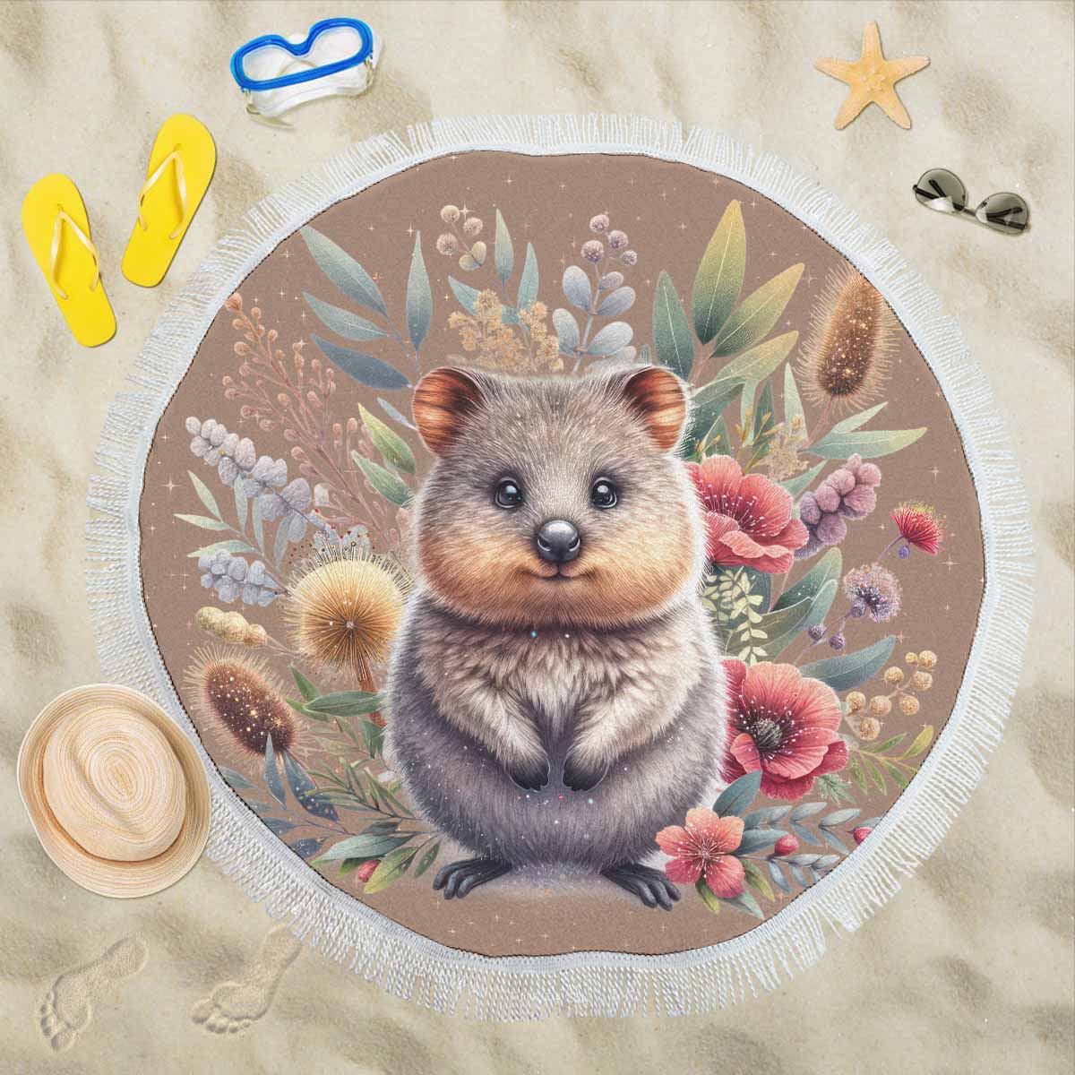 Australian Animals Quokka Awd1327  Circular Beach Shawl 59"