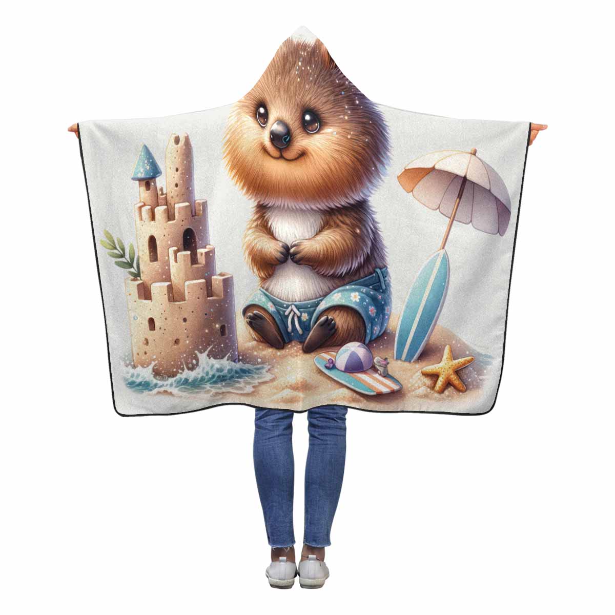 Australian Animal Quokka Awd1324  Hooded Blanket 60"x50"