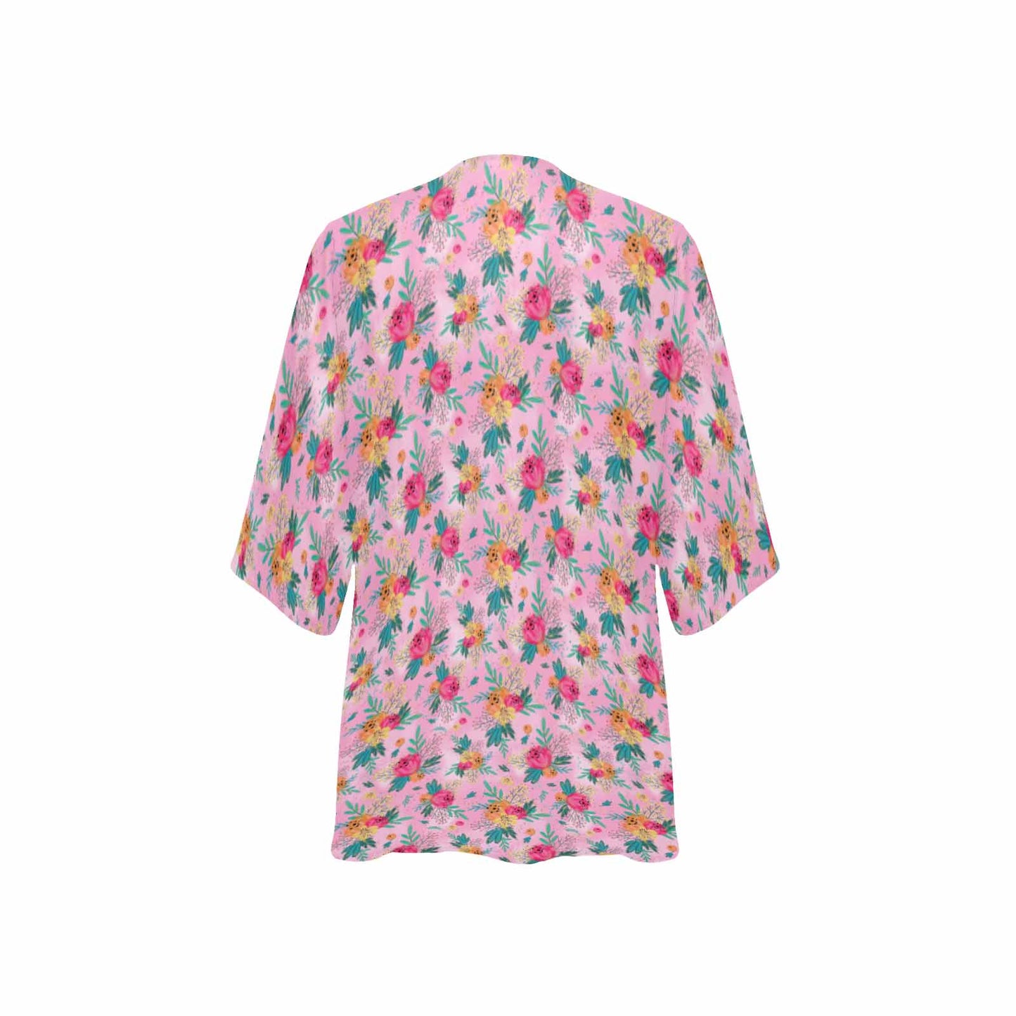 Australian Floral Pink  Women's Kimono Chiffon Cover Up