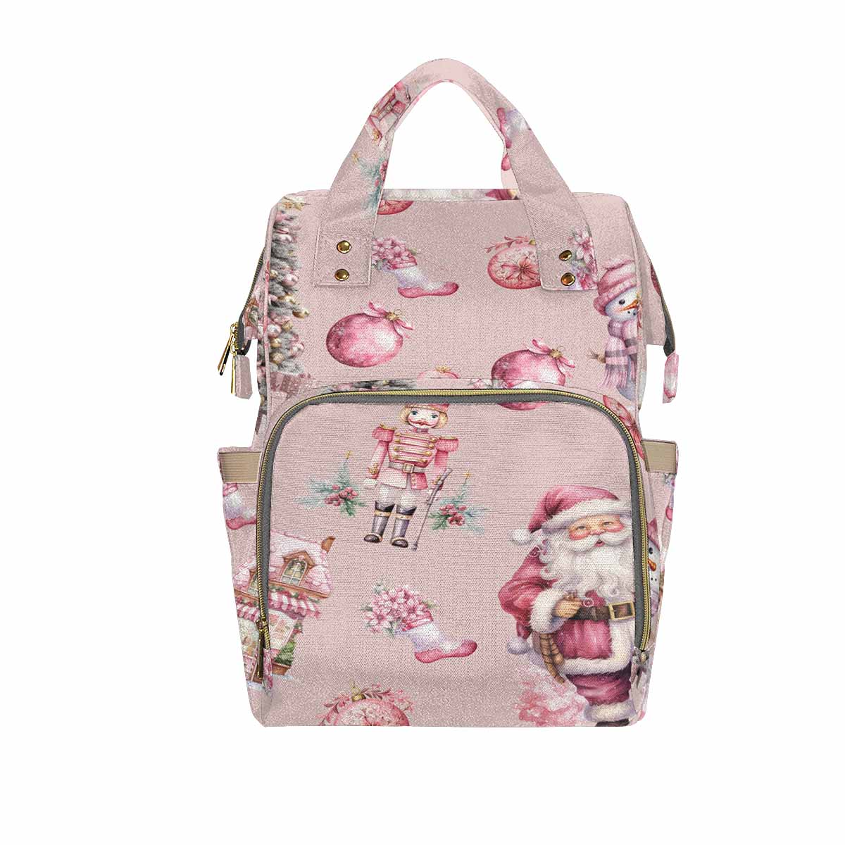 Pink Christmas Diaper Bag Backpack