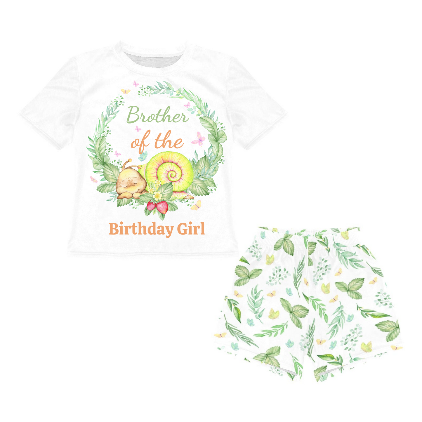 Personalised Snail Matching Birthday Shirt and Short Sets