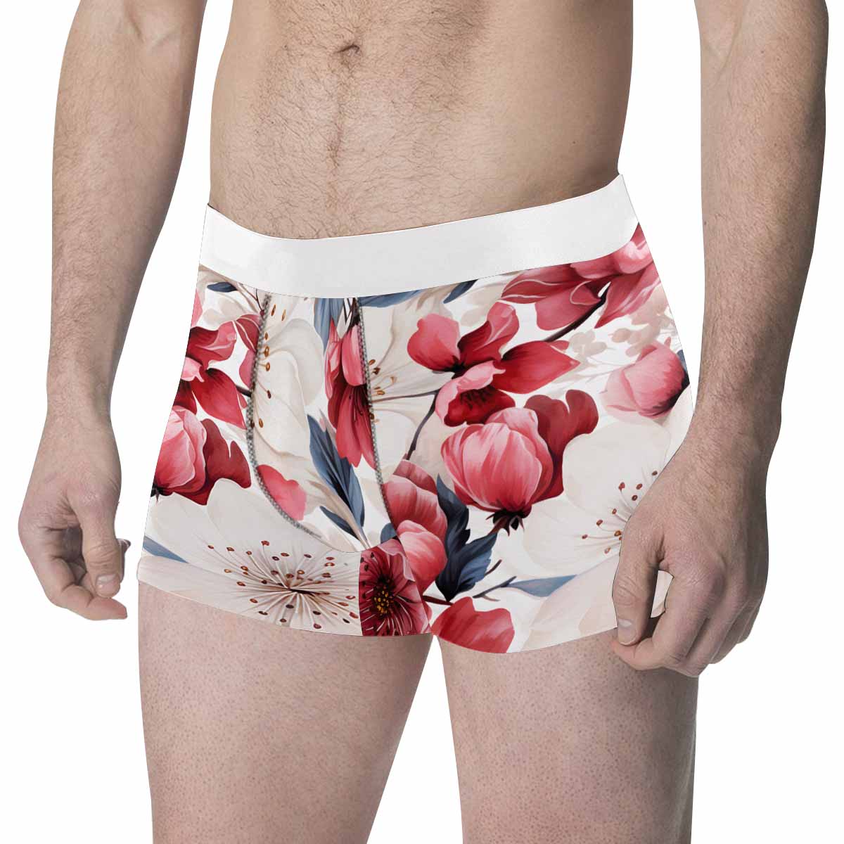 Pink Floral Small Men's All Over Print Boxer Briefs (Made In AUS)