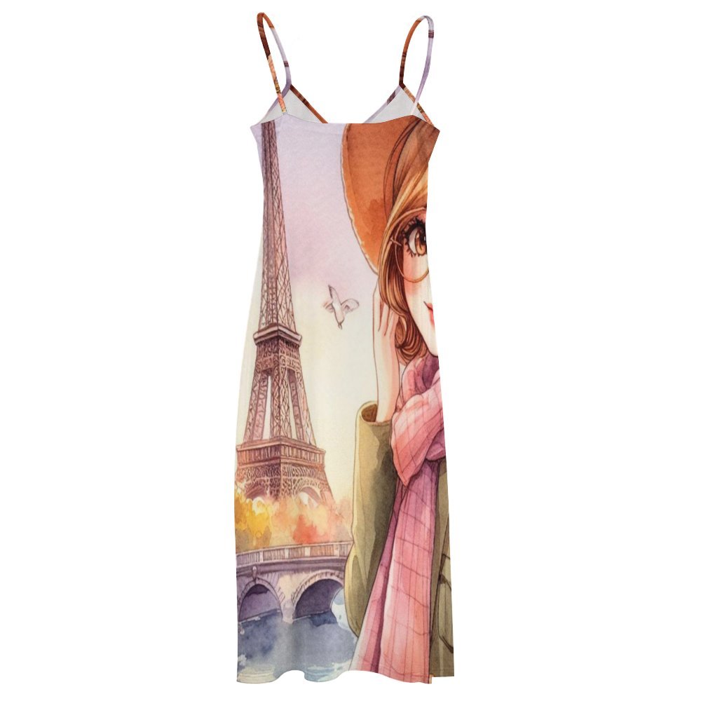 Just a Girl who Loves Travel Spaghetti Strap Ankle-Length Dress Long dress