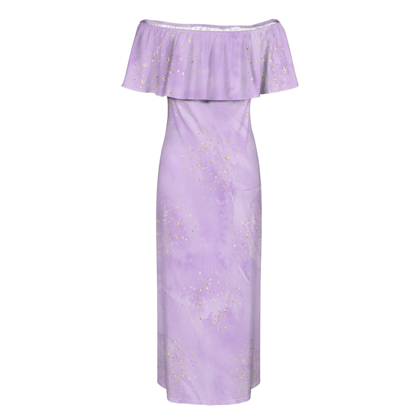 Purple Women's Off Shoulder Ruffle Boat Neck Dress (Model D71)